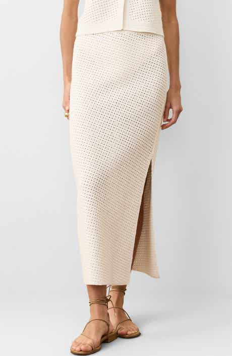 Marine Layer Sands Open Stitch Midi Sweater Skirt