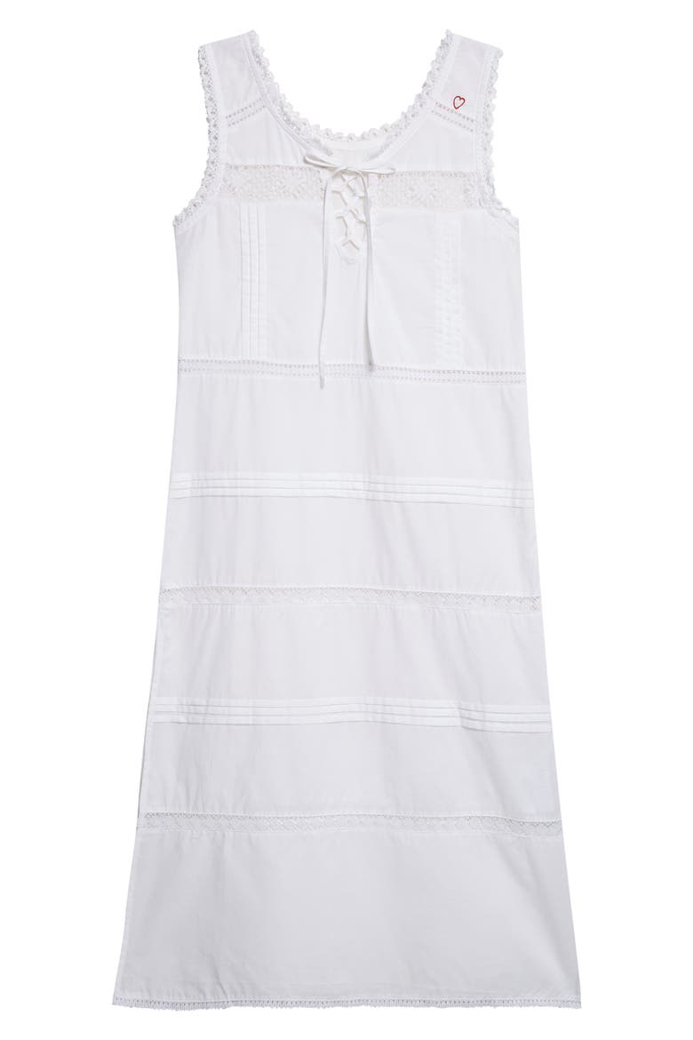 KÚR Lace Trim Pleated Cotton Shift Dress (Women) | Nordstrom