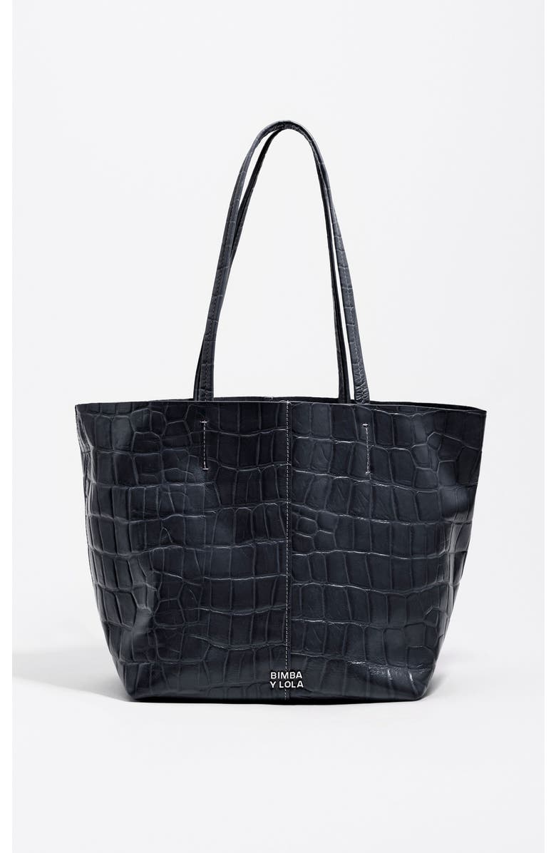 Bimba y Lola Medium Leather Shopper Bag, Alternate, color, Petrol Blue