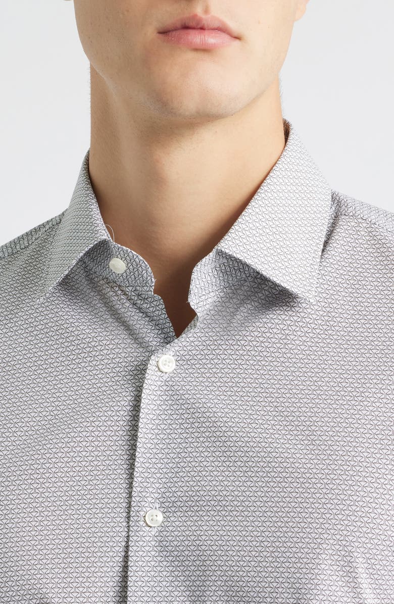 BOSS Hank Slim Fit Martini Print Stretch Cotton Dress Shirt, Alternate, color, White