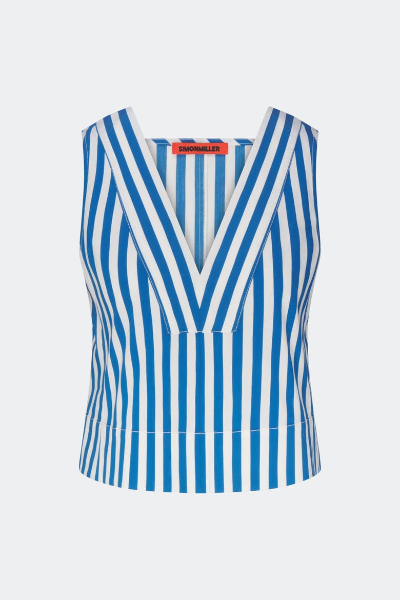 Arro Sleeveless Poplin Top, Main, color, Blue Stripe