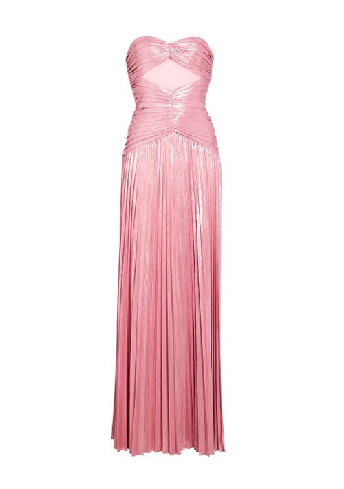 Retroféte Mallory Strapless Metallic Maxi Dress In Earl Rose