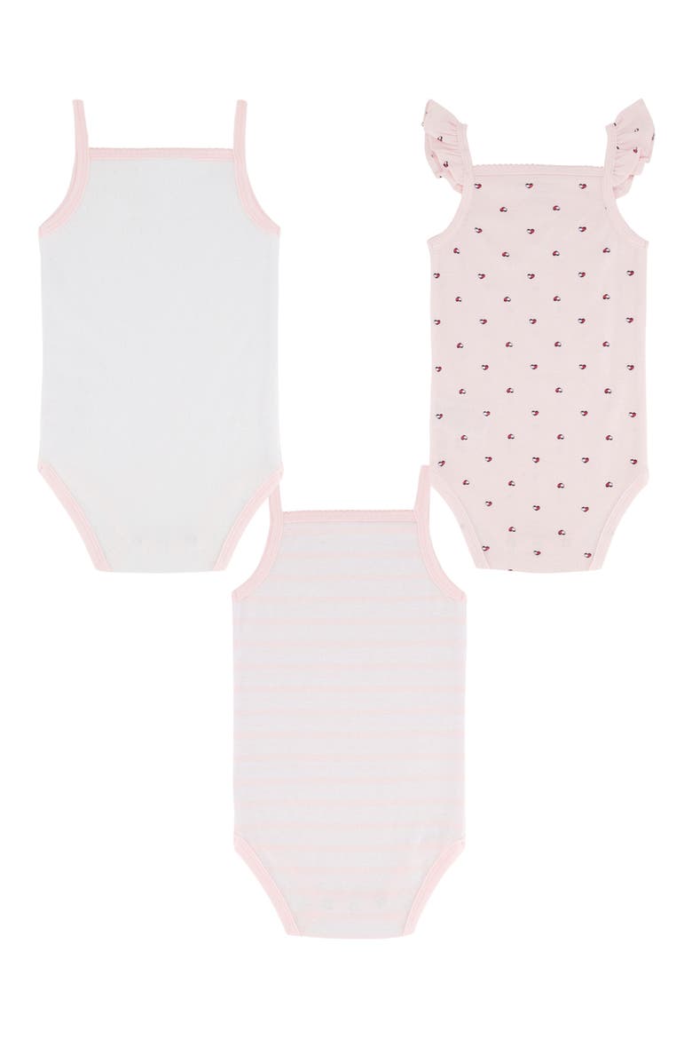 3-Pack Logo Detail Tank Bodysuits, Alternate, color, PINK/ WHITE MULTI