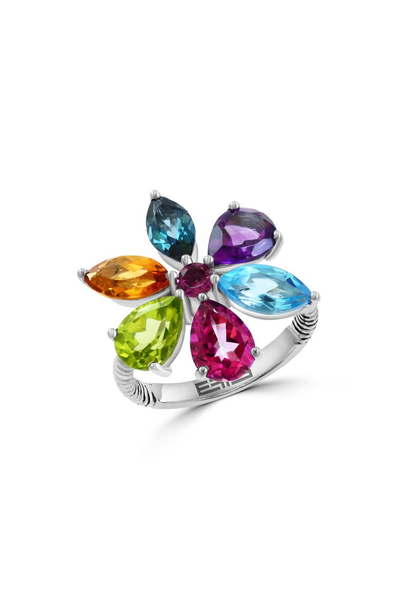 Multistone Flower Ring, Main, color, BLUE/ GREEN MULTI