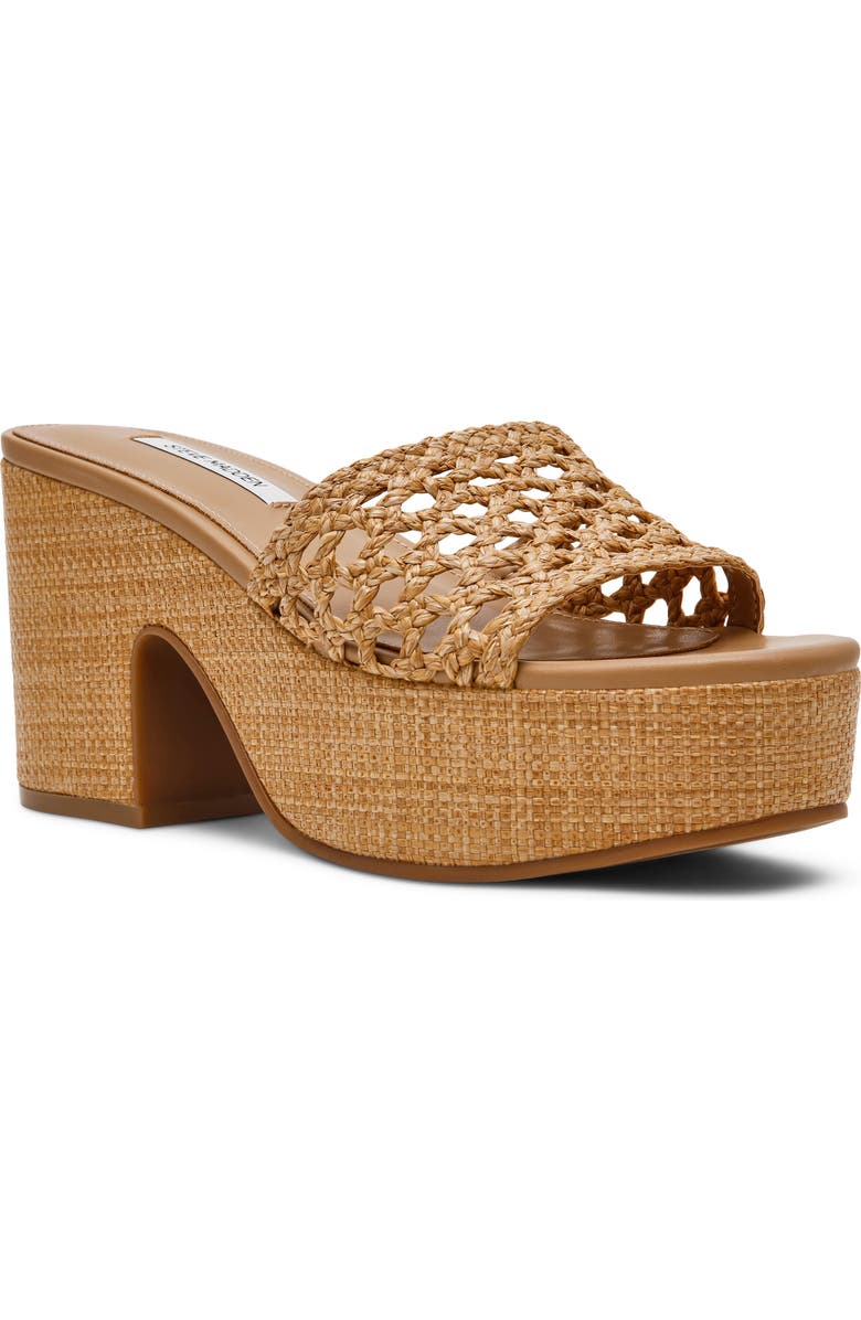 Steve Madden Torch Platform Slide Sandal, Main, color, Natural Raffia