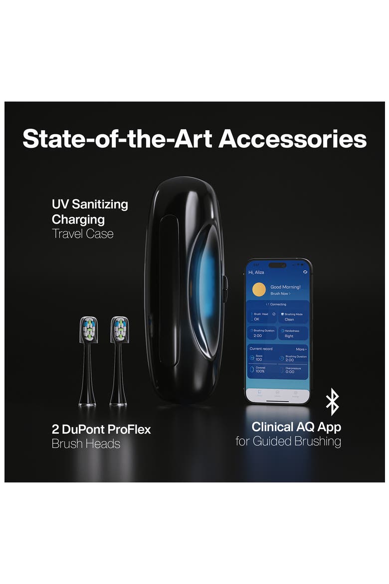 Clinical AQ Ultra-Whitening Smart Electric Toothbrush with Touchscreen, Alternate, color, BLACK