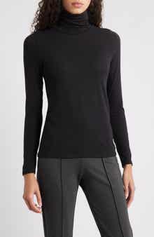 Eileen Fisher Turtleneck Stretch Organic Cotton Blend Top