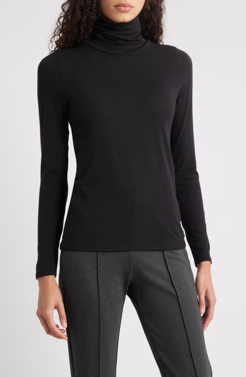 Eileen Fisher Turtleneck Stretch Organic Cotton Blend Top