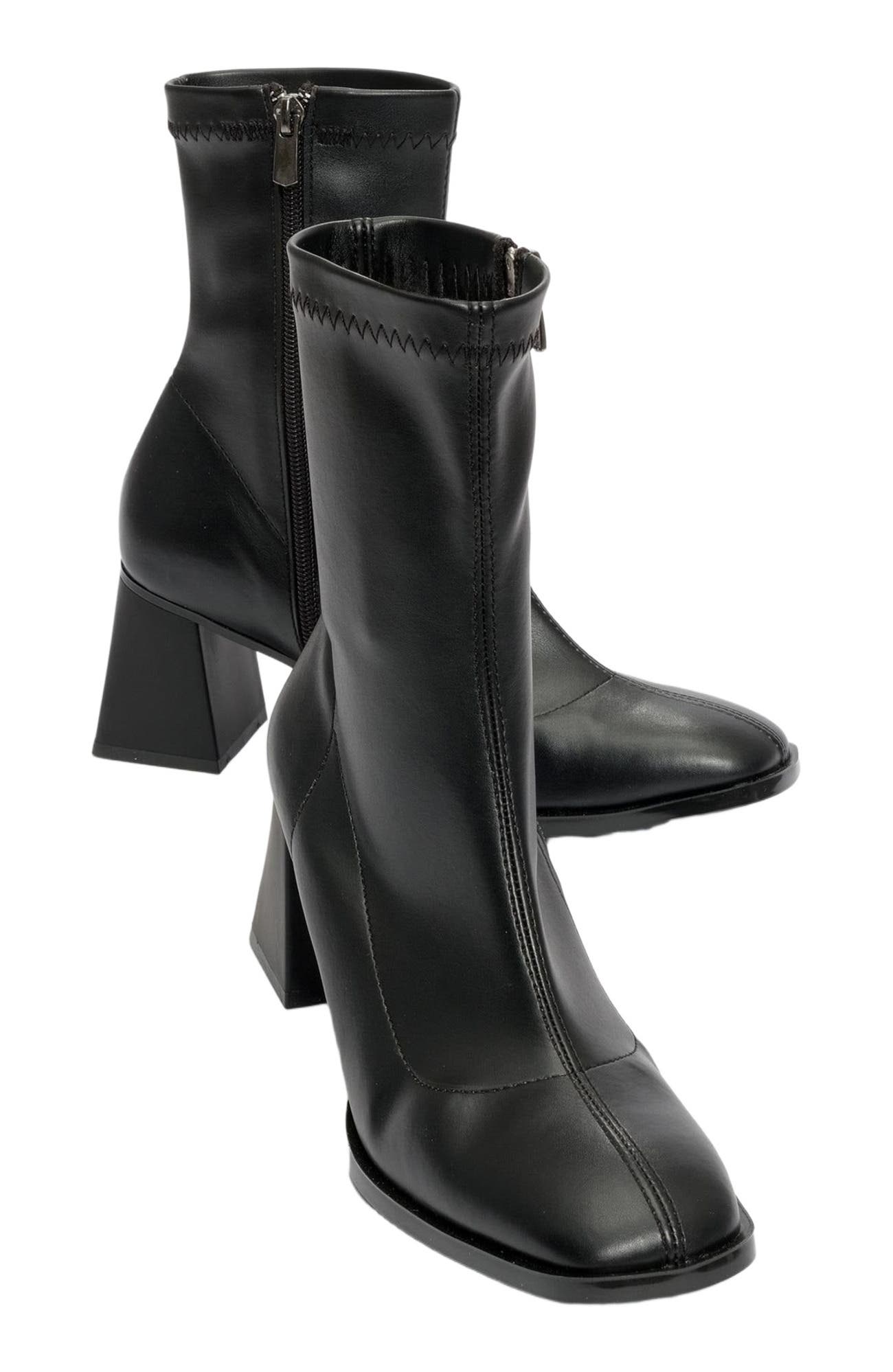 Prologue Shoes Plesa Chunky Heel Boot, Main, color, Black Faux Leather