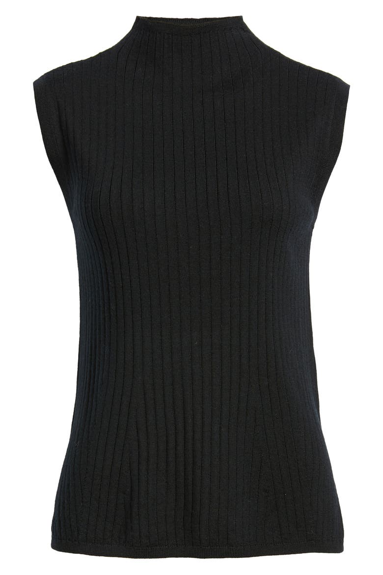 Sleeveless Wool Mock Neck Sweater, Alternate, color, ANNE BLACK