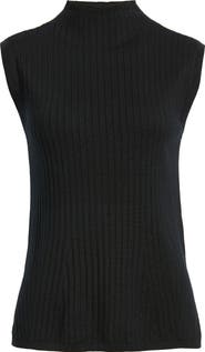Anne Klein Sleeveless Wool Mock Neck Sweater