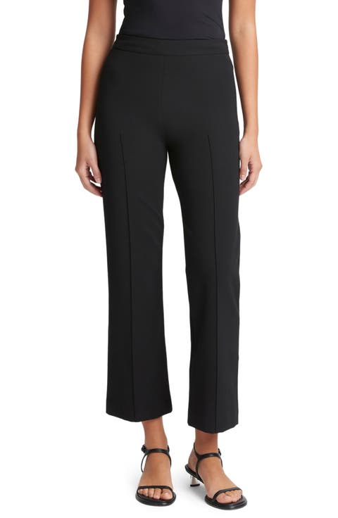 Pintuck Crop Flare Cotton Blend Pants