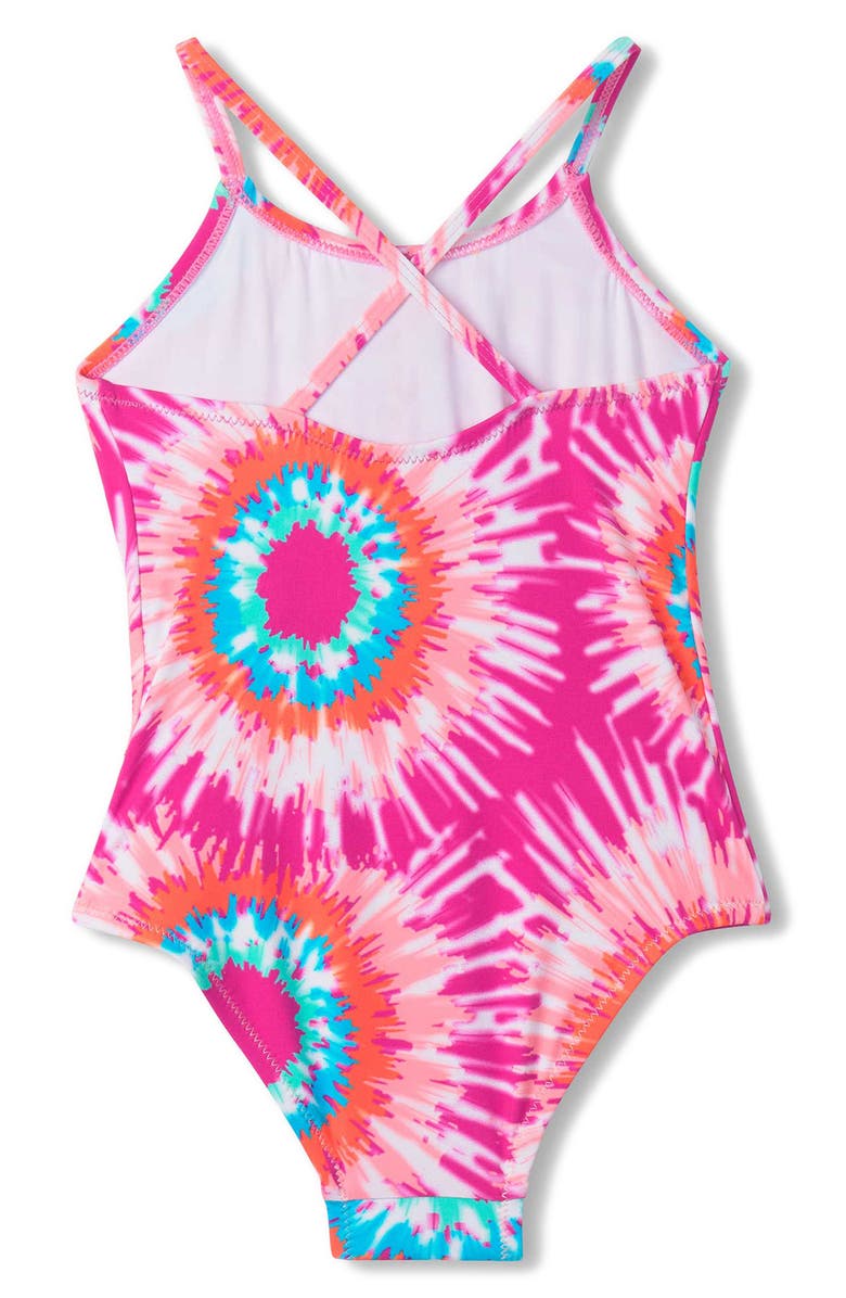 Hatley Sunburst Ruched Tie Dye One-Piece Swimsuit, Alternate, color, 