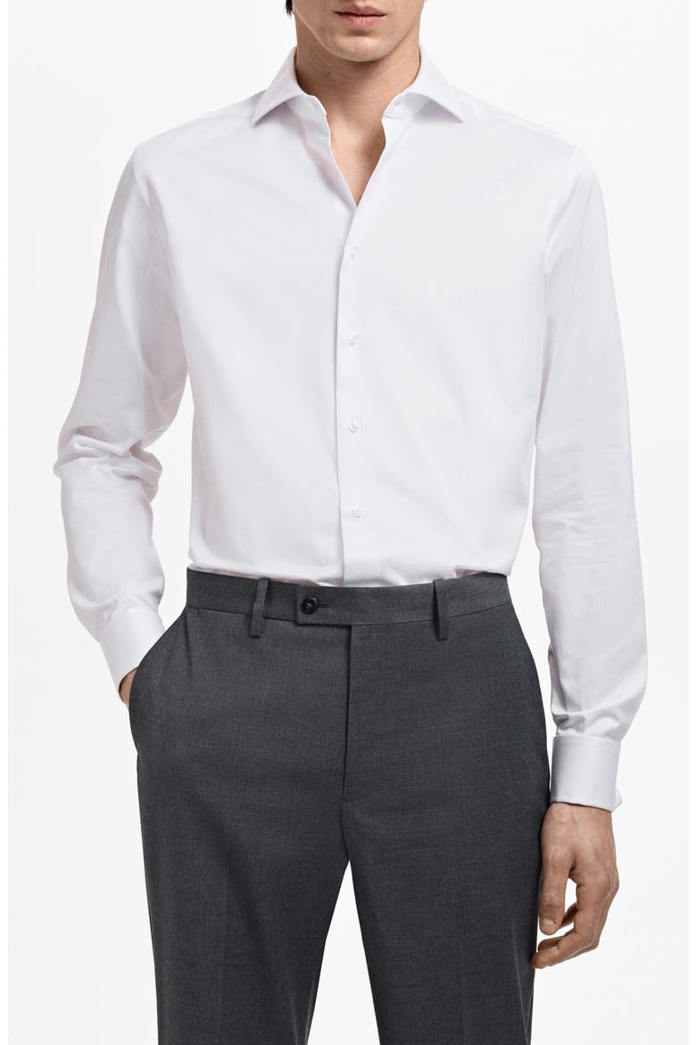 Slim Fit Cotton Twill Button-Up Shirt, Main, color, WHITE