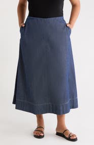 Eileen Fisher A-Line Organic Cotton Midi Skirt