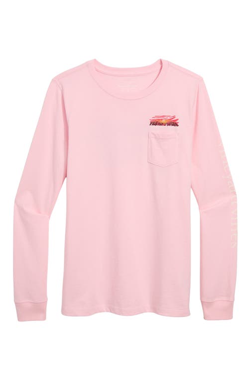 Vineyard Vines Sunset Graphic Long Sleeve Pocket T-shirt In Pink