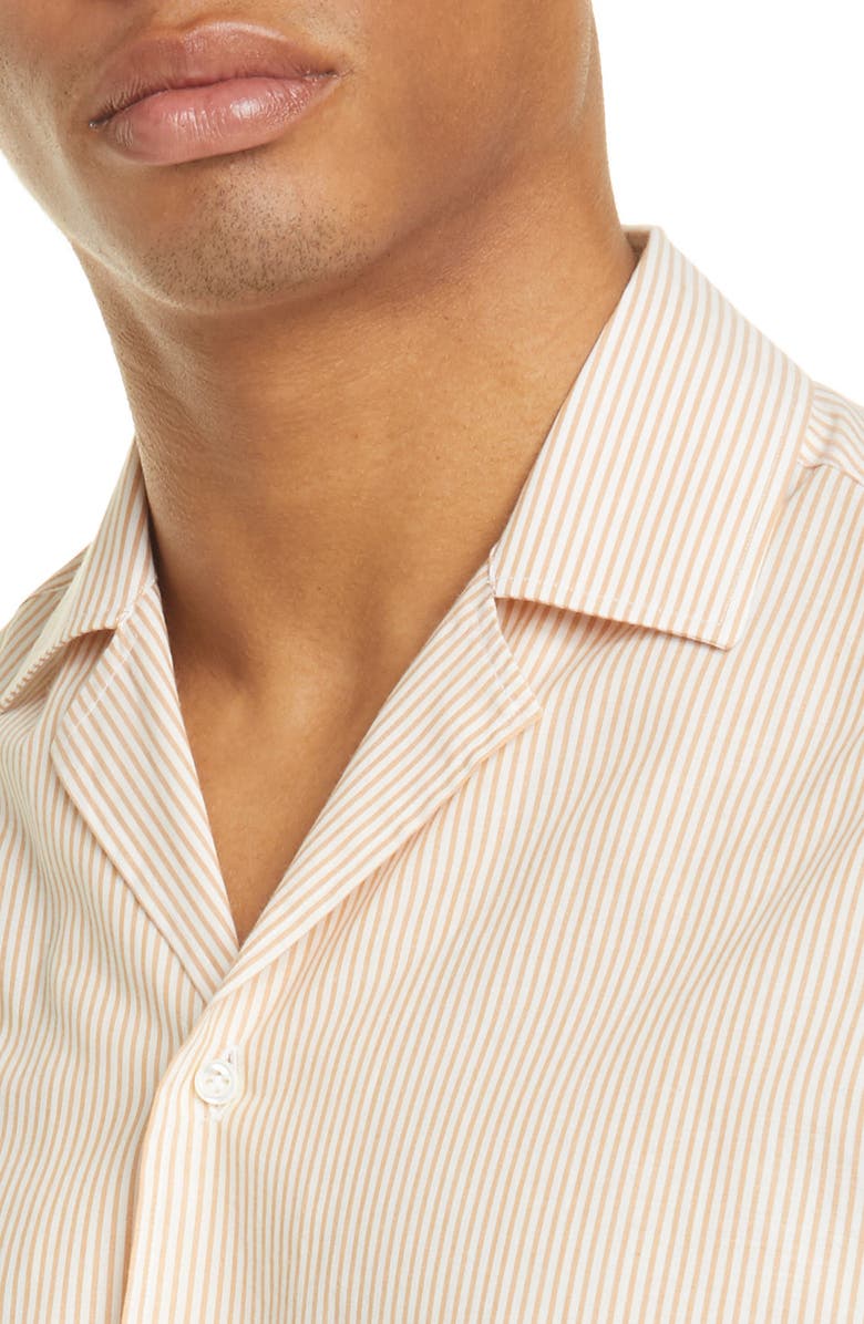 Eidos Trim Fit Pinstripe Button-Up Camp Shirt, Alternate, color, 