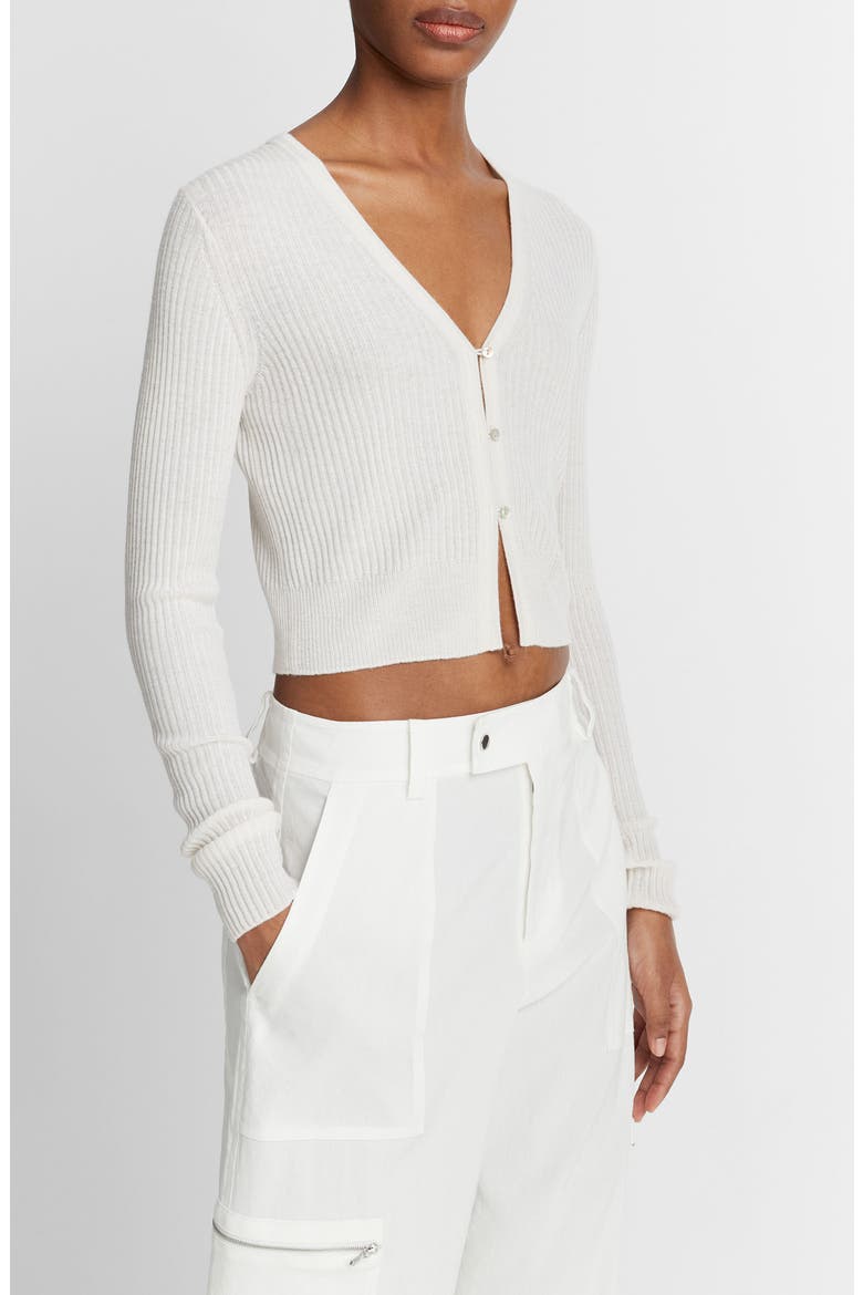 Shrunken Cashmere & Silk Cardigan, Alternate, color, OFF WHITE