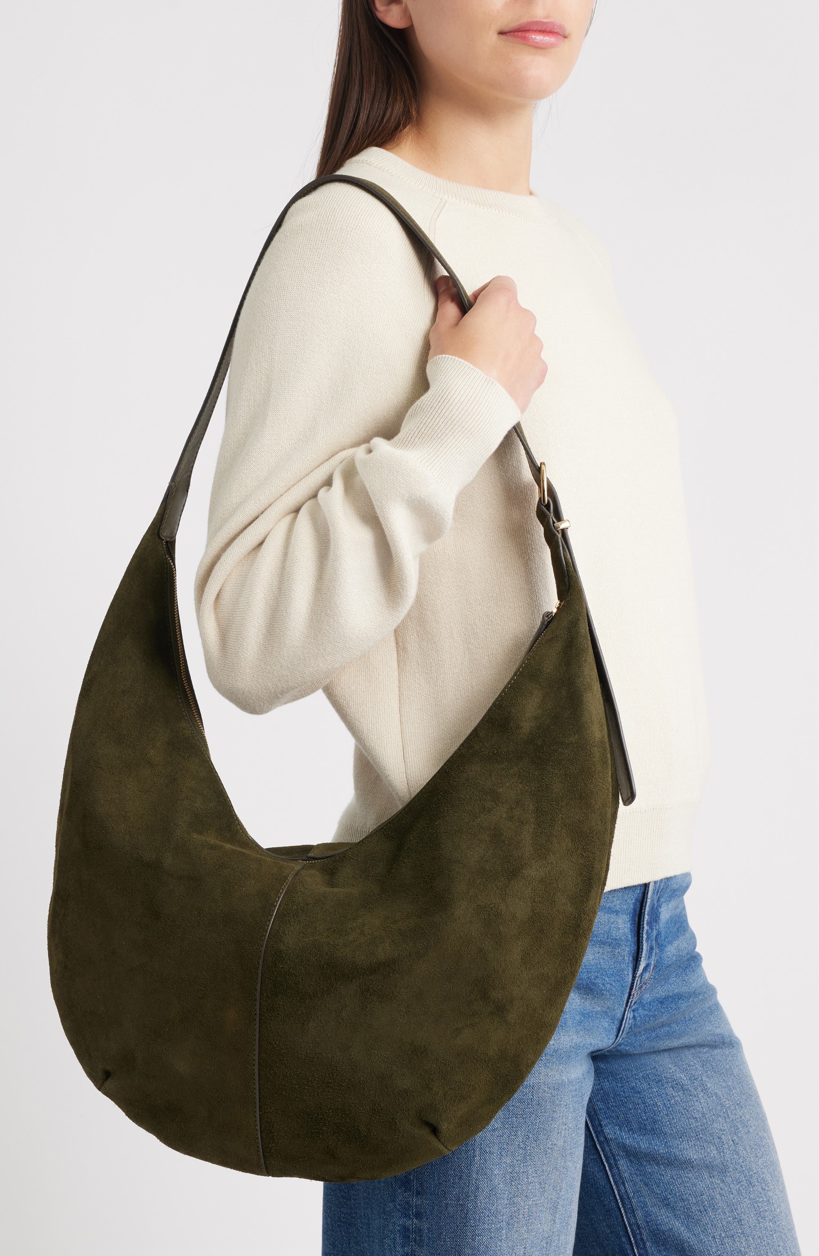 Madewell The Essential Curve Shoulder Bag, Alternate, color, Loden