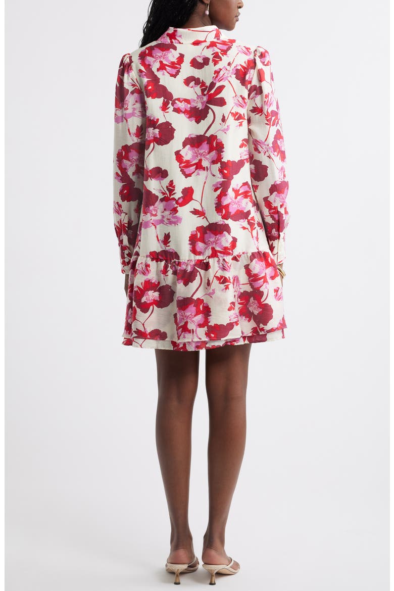 Floral Print Shirtdress, Alternate, color, IVORY- RED BLOOMING COSMOS