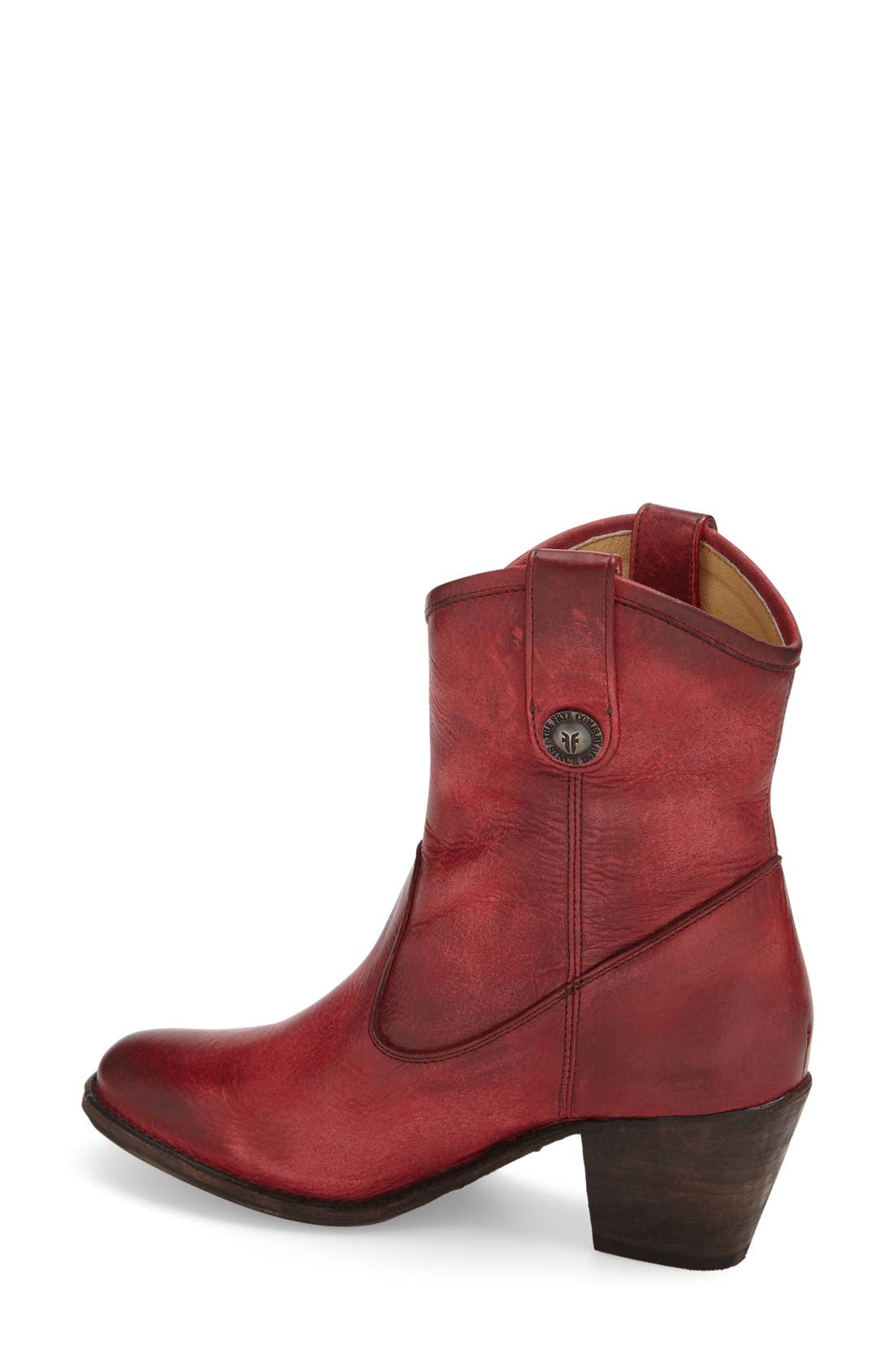 Frye 'Jackie Button' Short Bootie, Alternate, color, Burgundy Leather