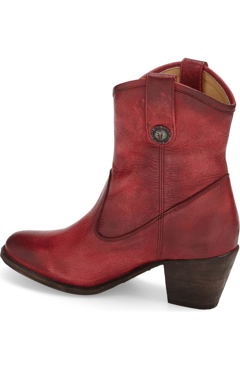 Frye 'Jackie Button' Short Bootie, Alternate, color, Burgundy Leather