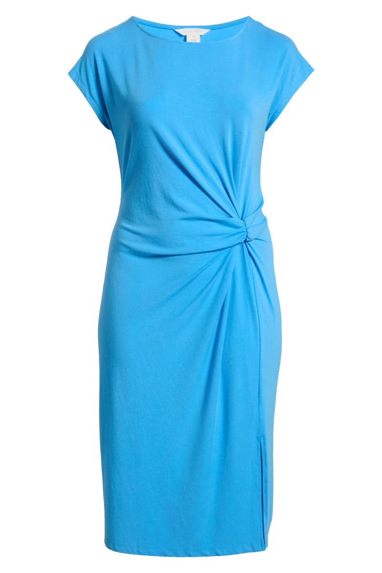 Twist Cotton Blend Knit Midi Dress, Alternate, color, BLUE MAYA
