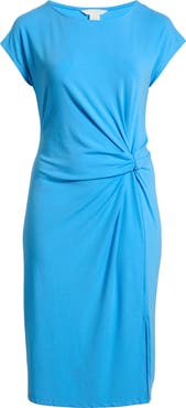 Caslon® Twist Cotton Blend Knit Midi Dress
