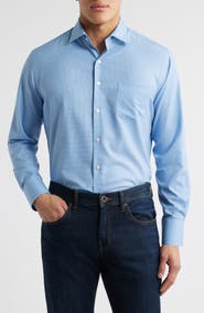 Peter Millar Triad Geometric Print Performance Poplin Button-Up Shirt