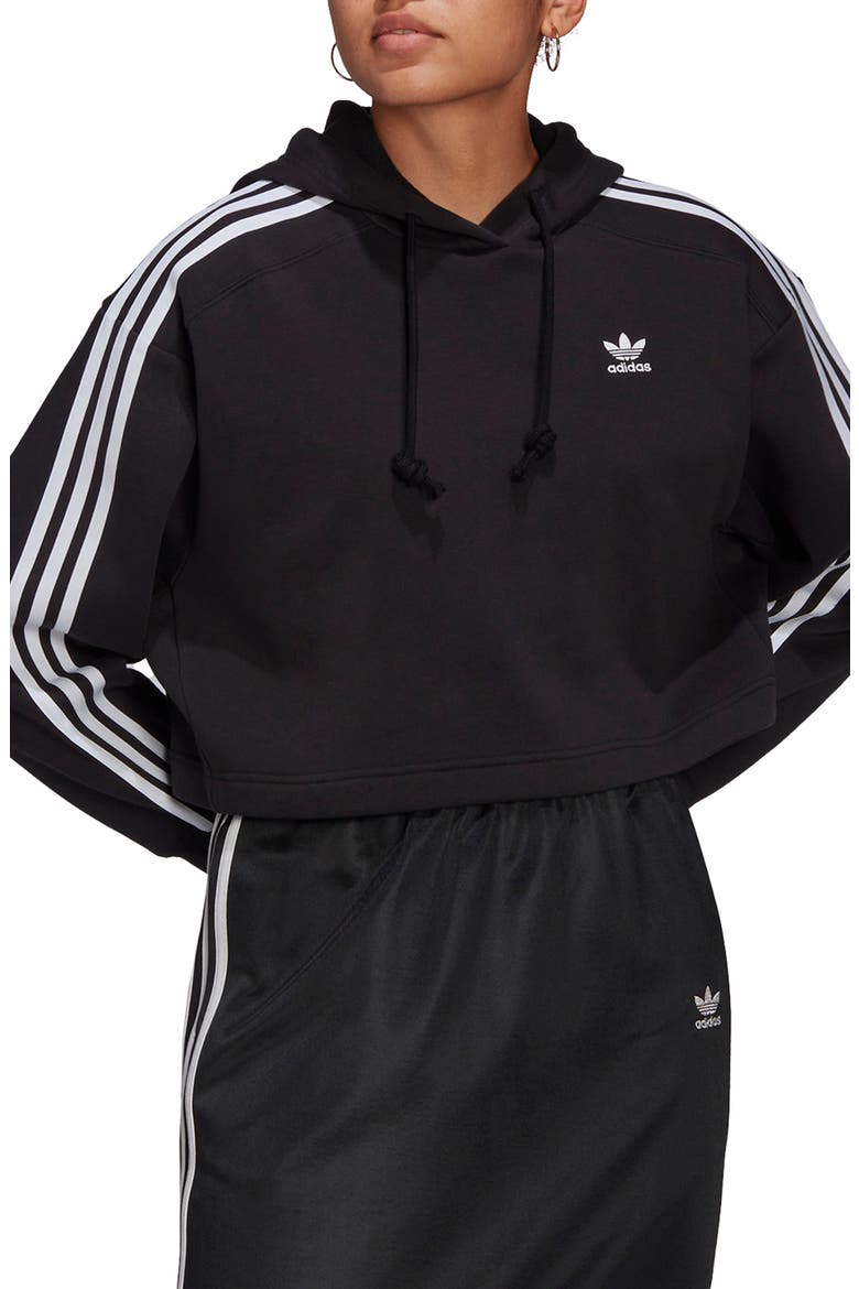 Cropped Fleece Hoodie, Main, color, BLACK
