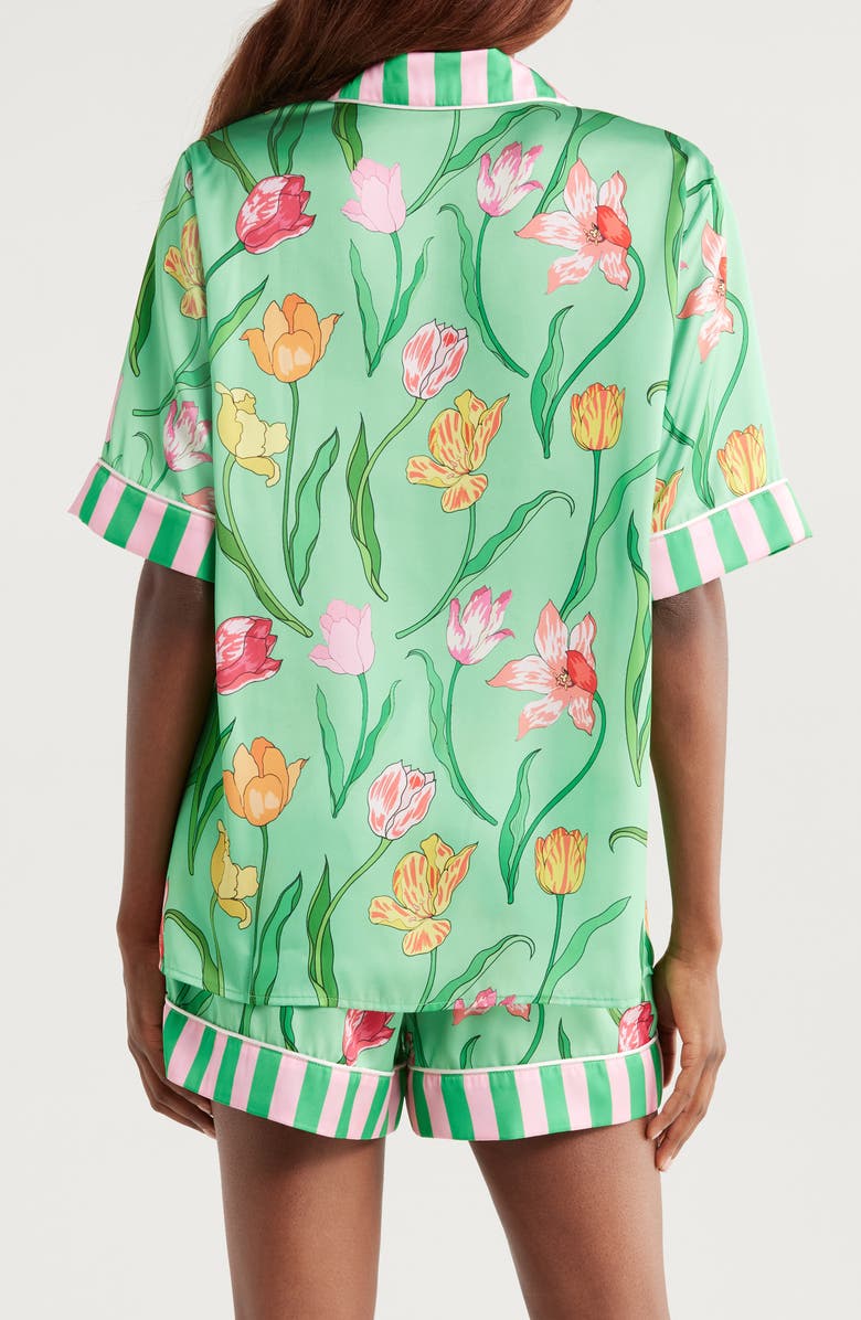 Karen Mabon Tulips Satin Short Pajamas, Alternate, color,