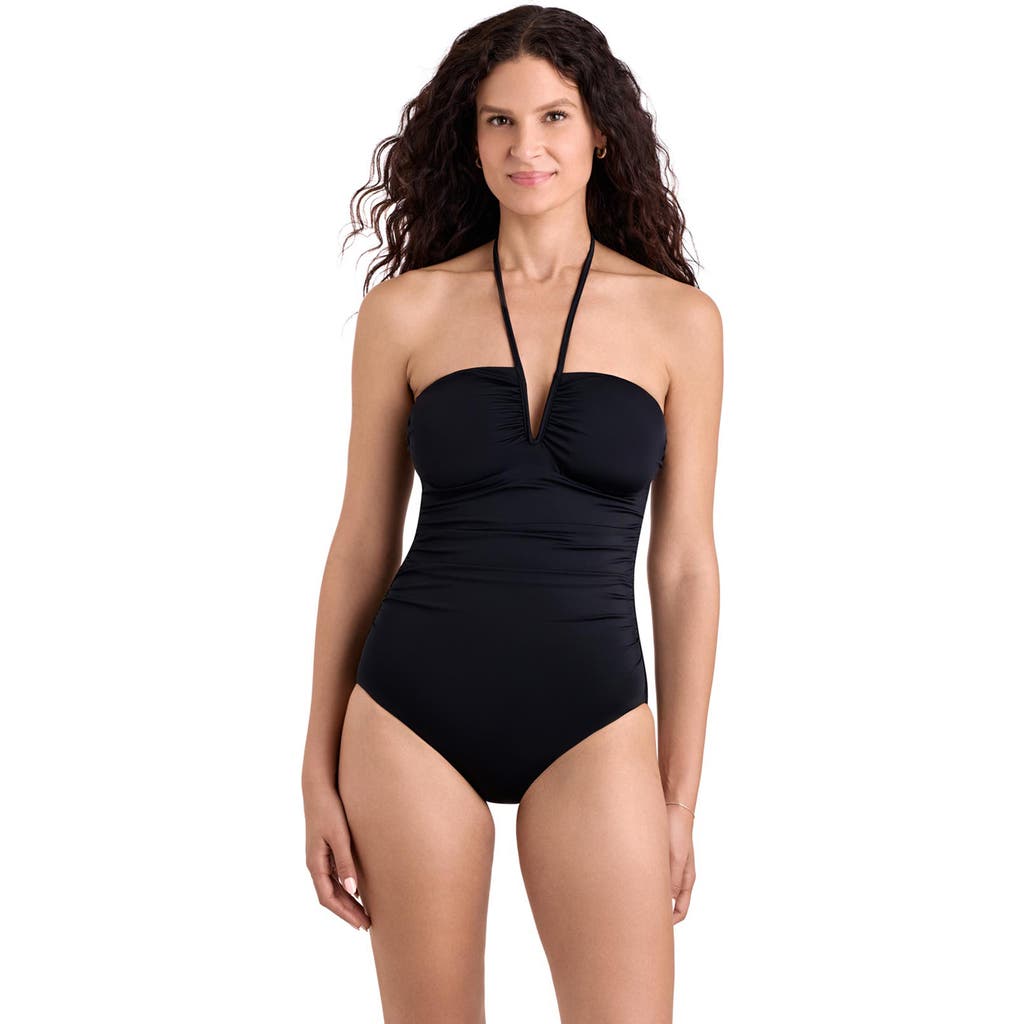 Shapesolver Sutton V-wire Bandeau One-piece Swimsuit In Black