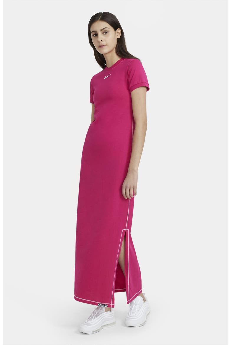 Sportswear Icon Clash Maxi Dress, Alternate, color, FIREBERRY/ WHITE