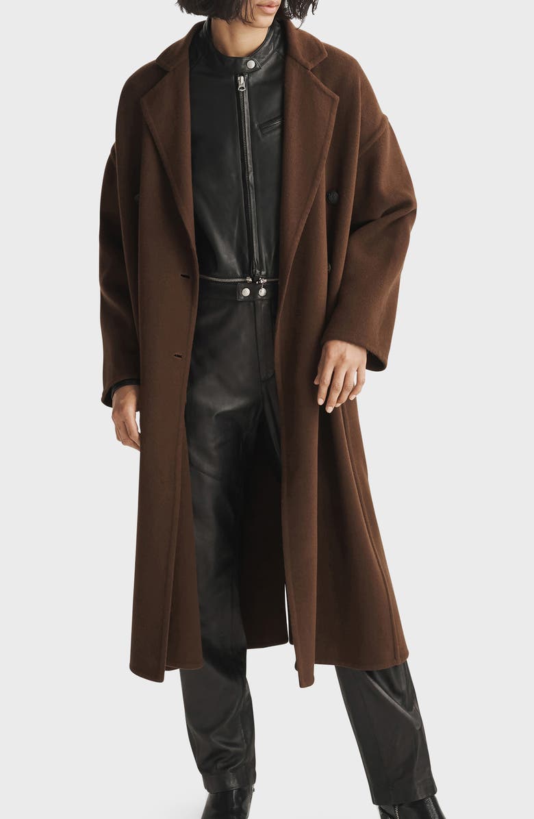 rag & bone Thea Double Breasted Wool Coat, Alternate, color, Dark Brown