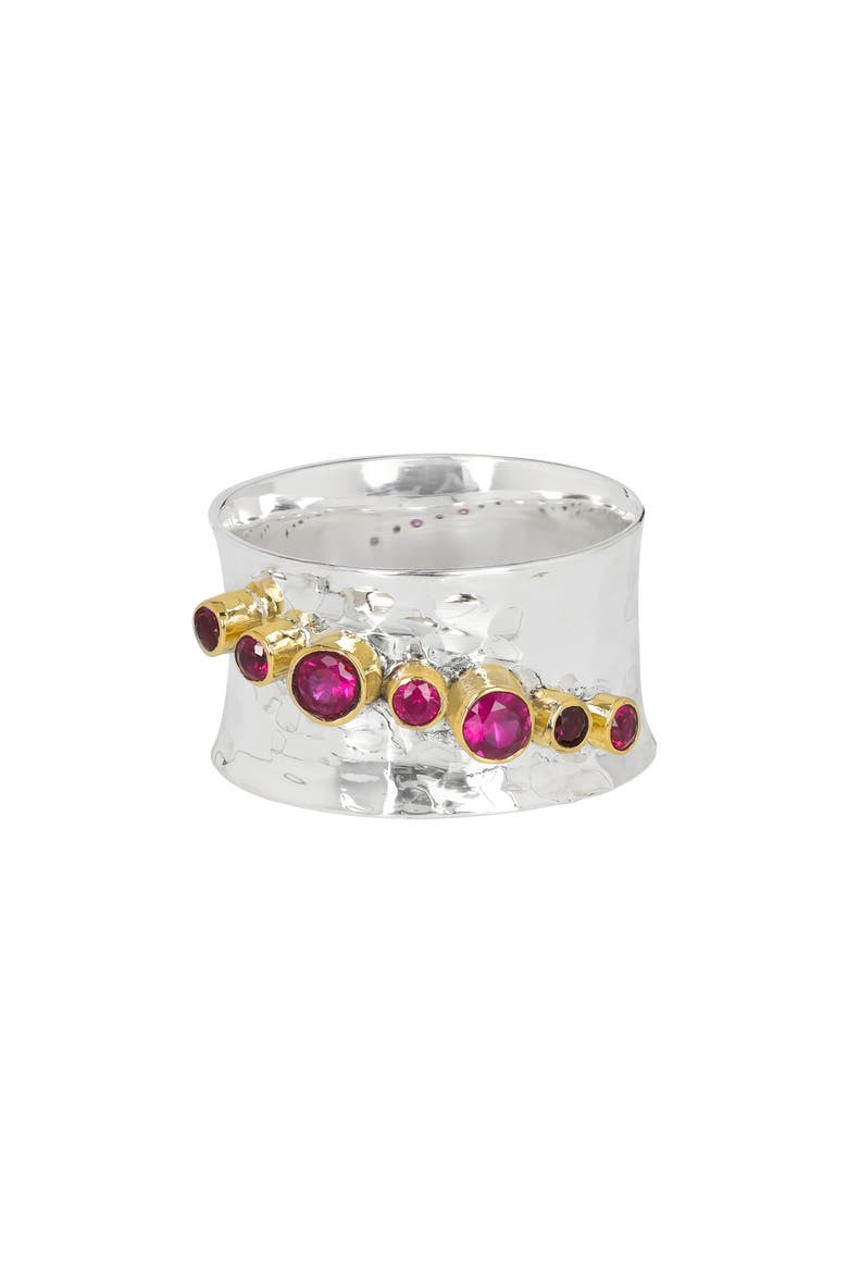 Two-Tone Lab-Grown Ruby Ring, Main, color, PINK