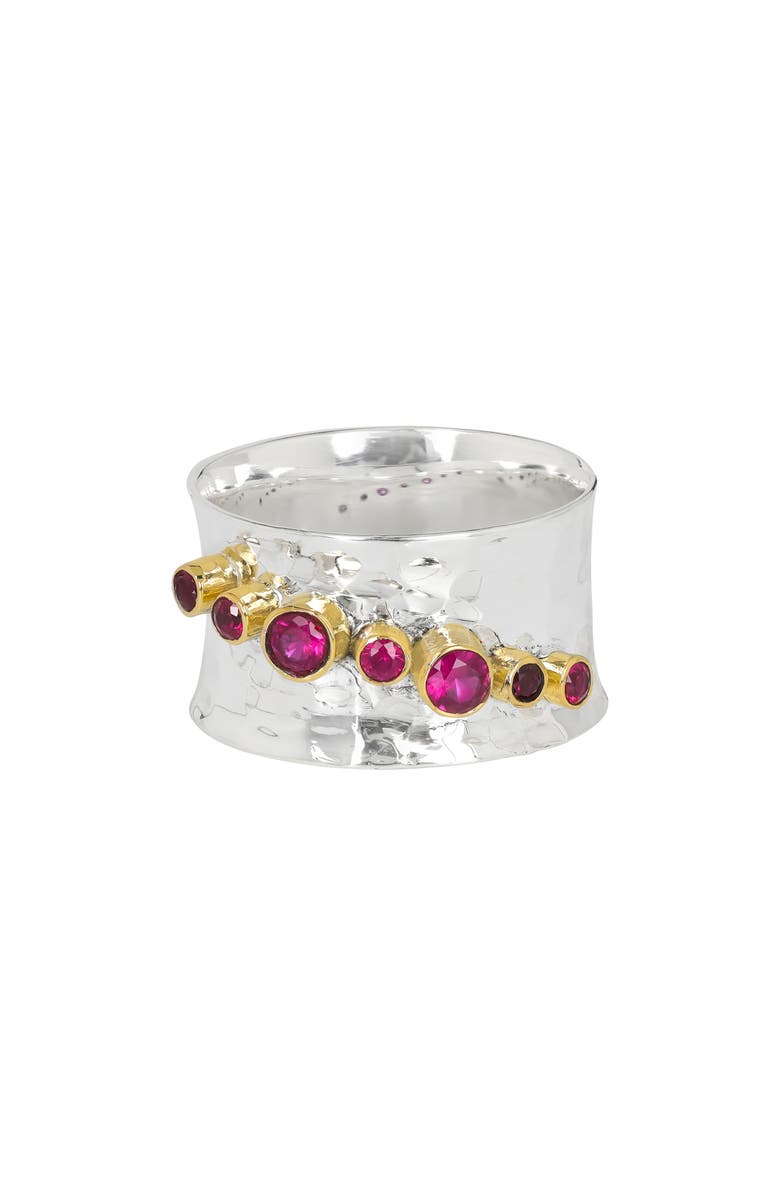 YS GEMS Two-Tone Lab-Grown Ruby Ring, Main, color, Pink