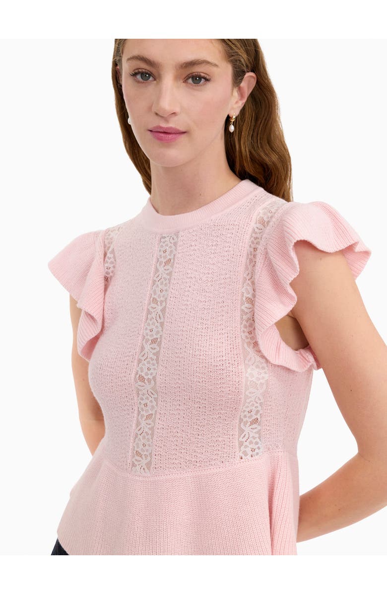 Rebecca Taylor Rhea Lace Knit Sweater, Alternate, color, Peony Pink