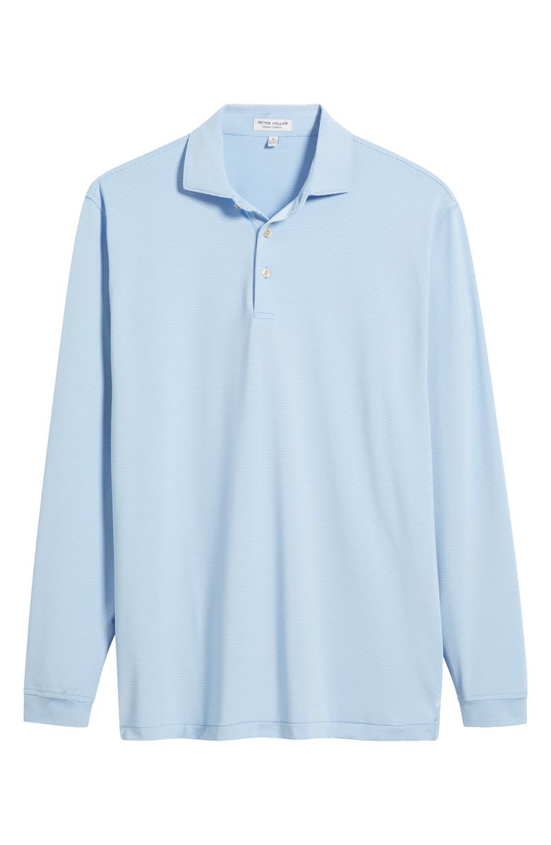 Peter Millar Jubilee Stripe Long-Sleeve Performance Jersey Polo, Alternate, color, Blue Fade