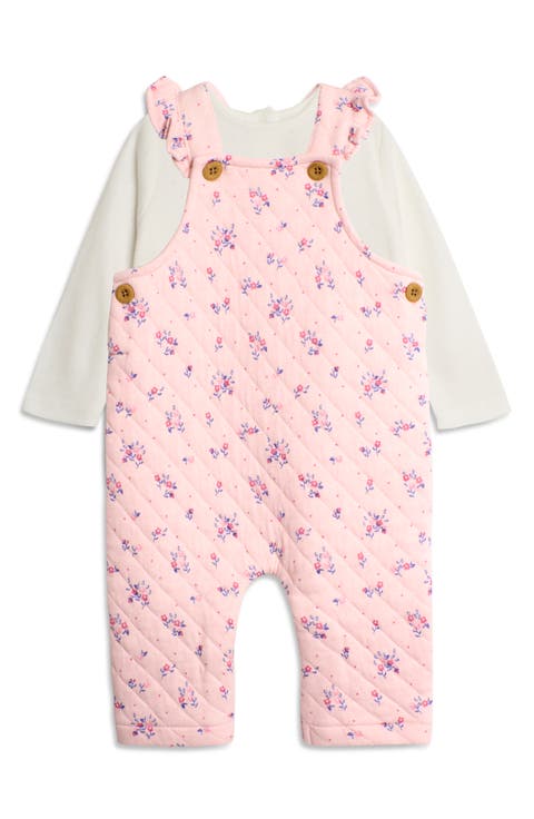 Quilted Floral Cotton Overalls & Top Set (Baby)