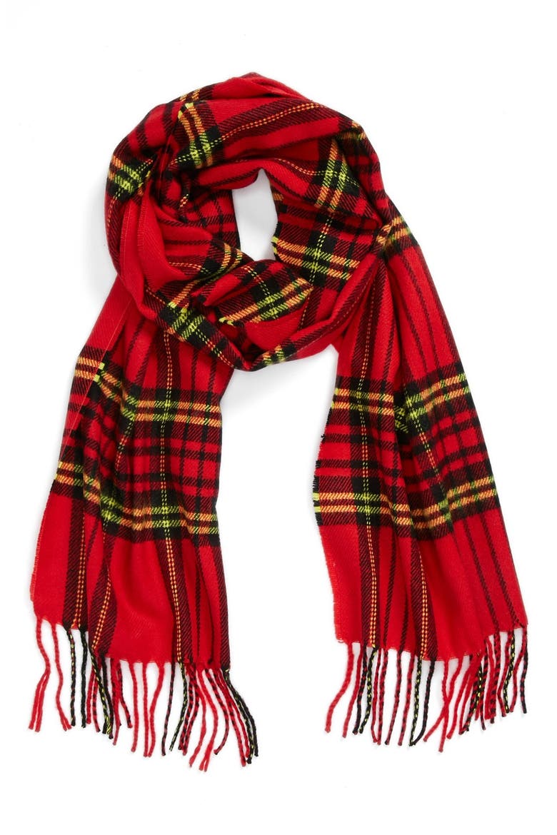 Tartan Scarf, Main, color, RED