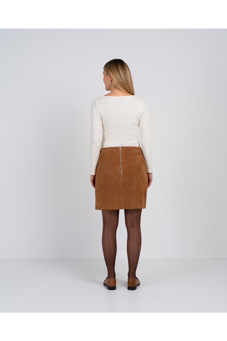 Hayden Suede Skirt, Alternate, color, Camel