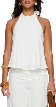 Princess Polly Aquaria Linen Blend Halter Top