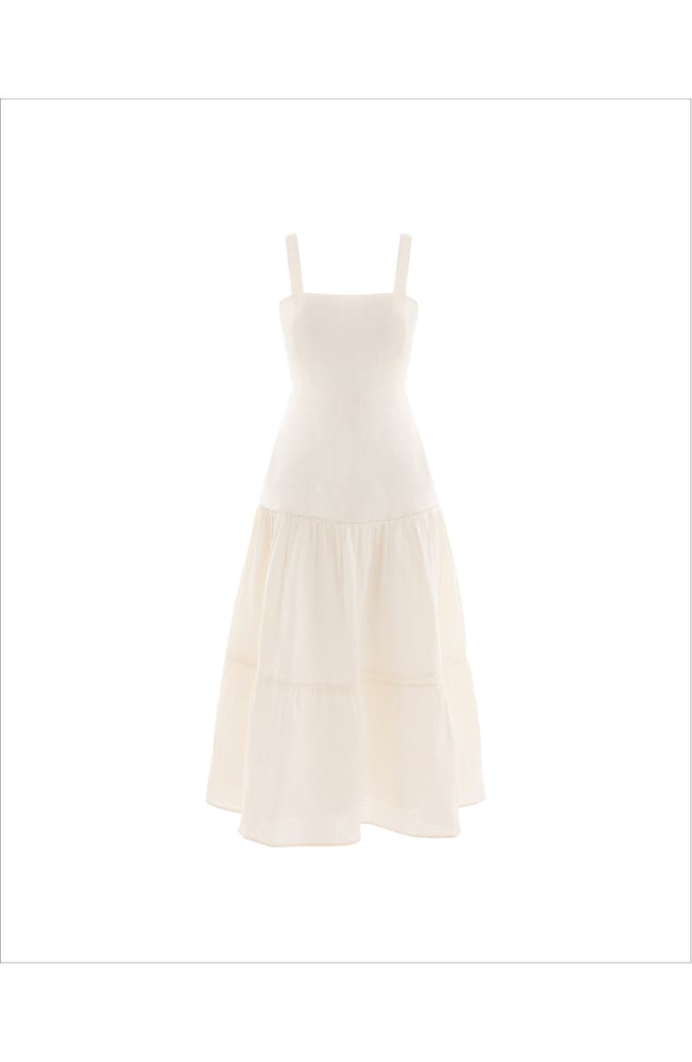 Monlicia Ella White Midi 100% Linen Dress, Alternate, color, White