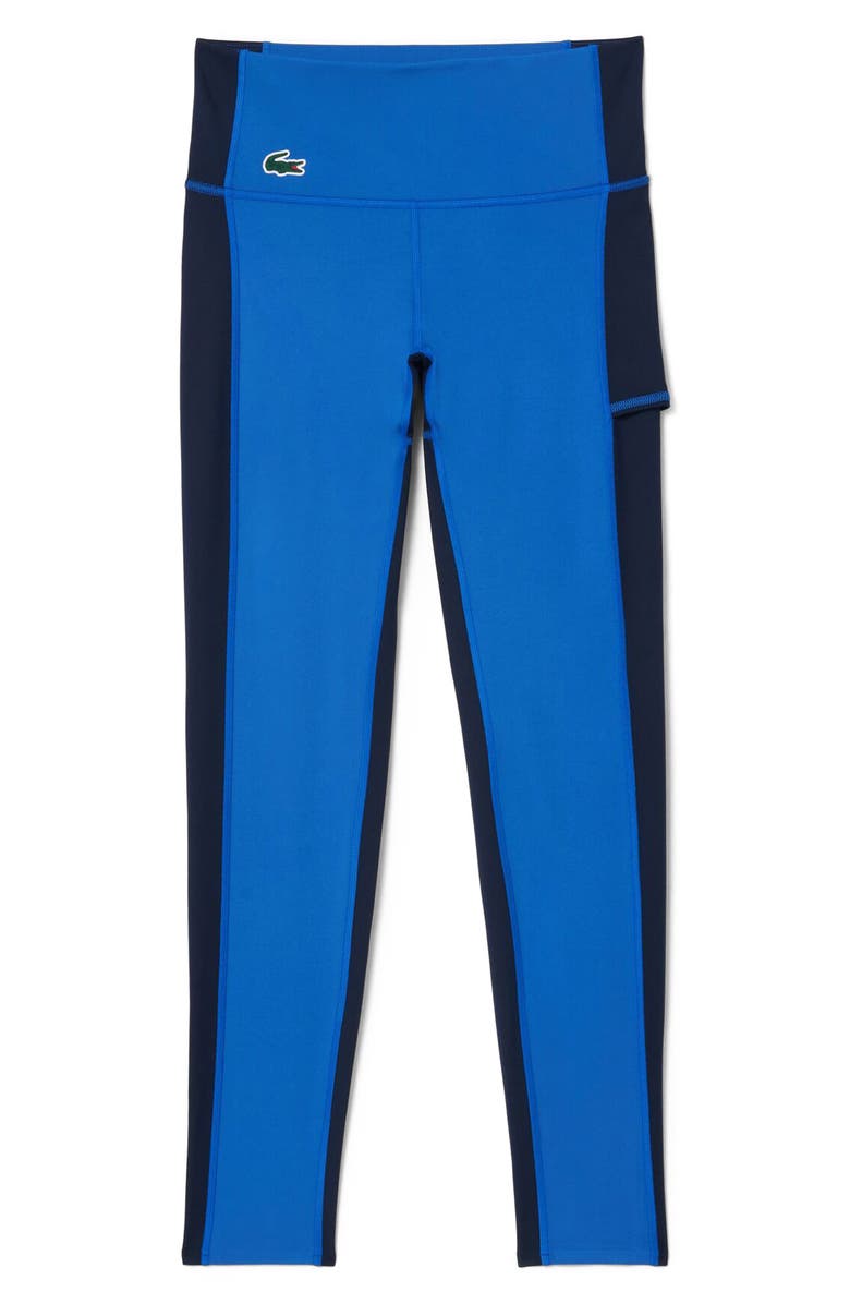 Lacoste Colorblock Crop Leggings, Alternate, color, Navy Blue/ Ladigue