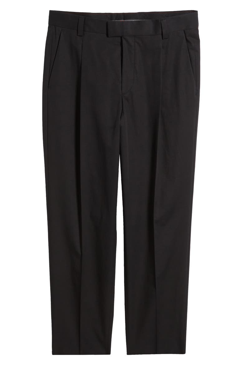 Theodor Pleated Stretch Cotton Pants, Alternate, color, BLACK