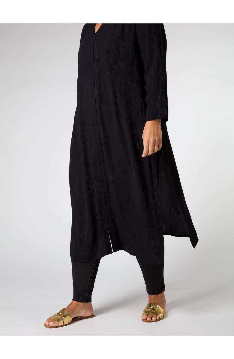 Live Unlimited Crinkle Split Front Longline Tunic, Alternate, color, Black