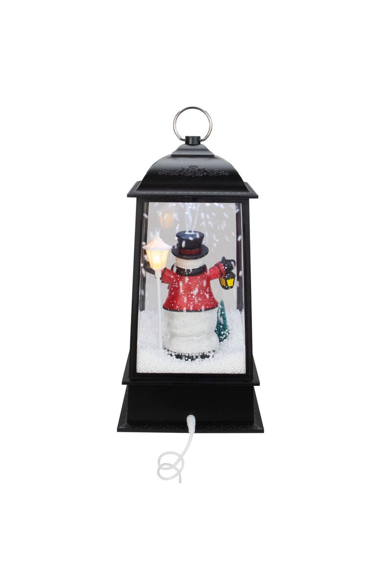 Northlight Lighted Snowman Christmas Lantern with Falling Snow - 13" - Black, Alternate, color, 