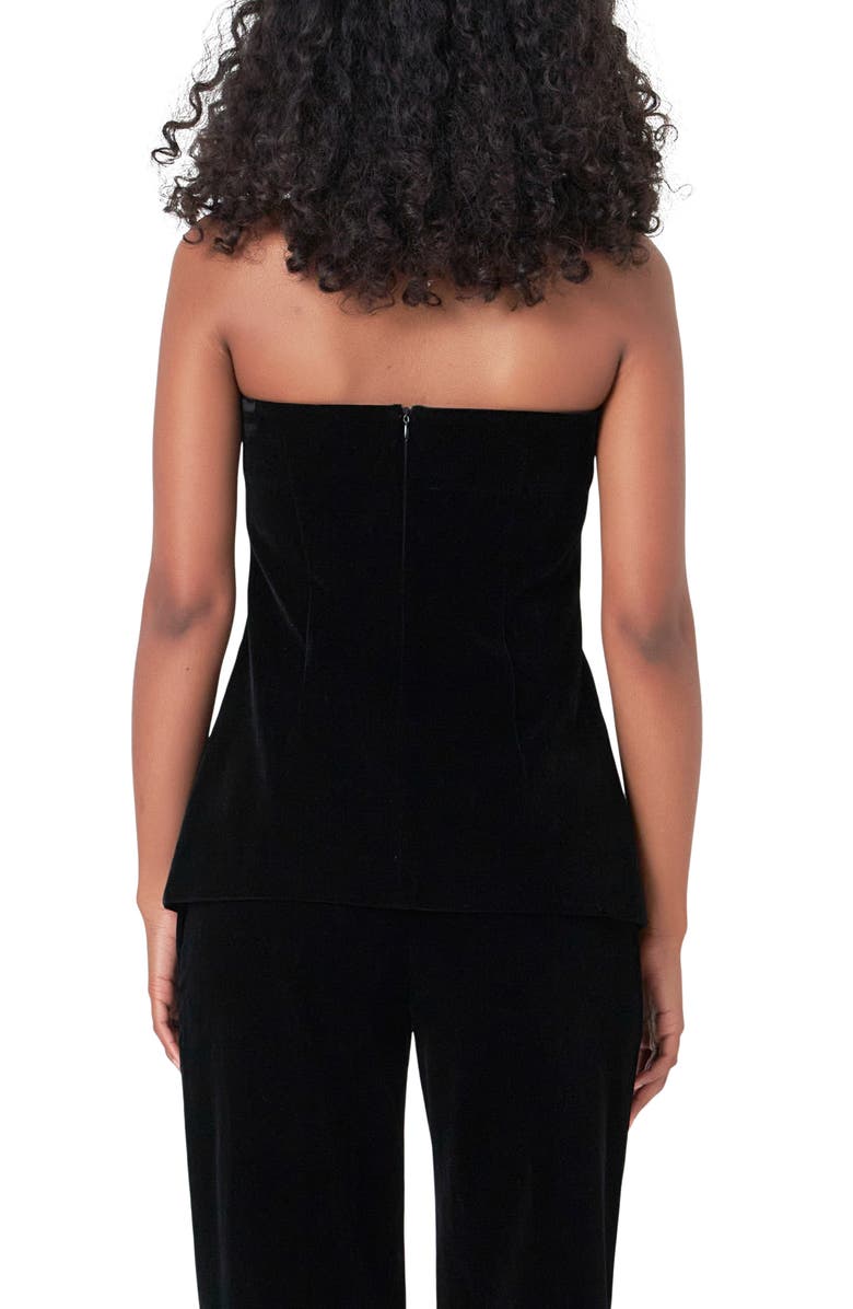 Endless Rose Velvet Button Front Strapless Top, Alternate, color, 