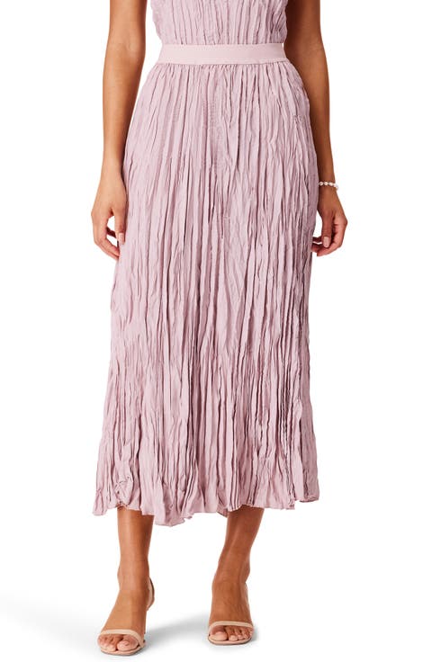 Crinkle Crush Plissé Midi Skirt