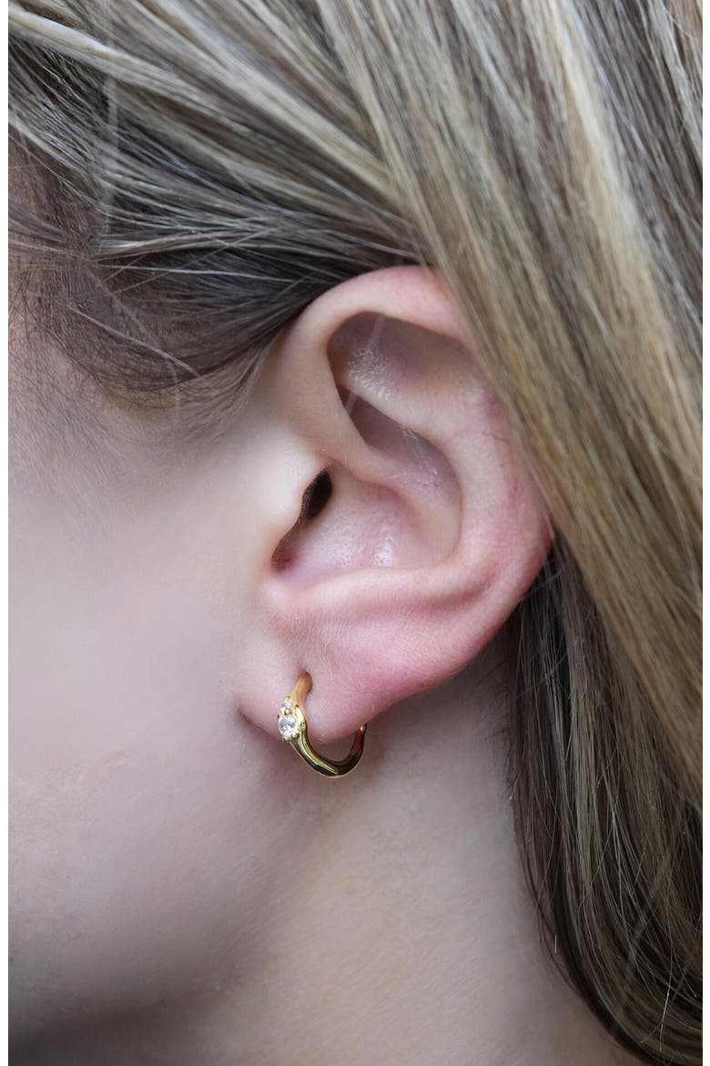 Cubic Zirconia Hoop Earrings, Alternate, color, GOLD